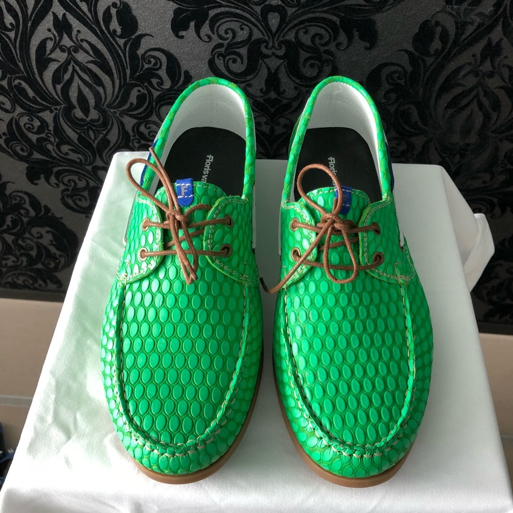 Brand new Floris Van Bommel boat green shoes us10